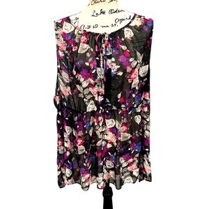 Torrid Womens Plus Size 3 Sheer Floral Sleeveless Blouse